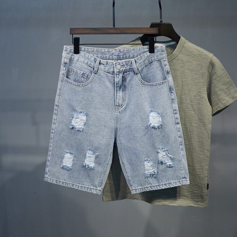 Men's Large Ripped Denim Shorts - Casual Summer Wear