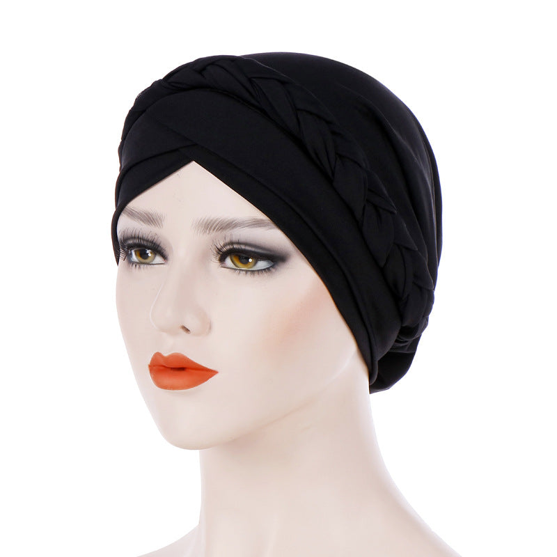 Muslim Single Braid Milk Silk Headwrap Hat 8003
