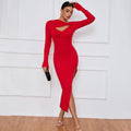 Evarisluxe Cutout High Slit Evening Dress