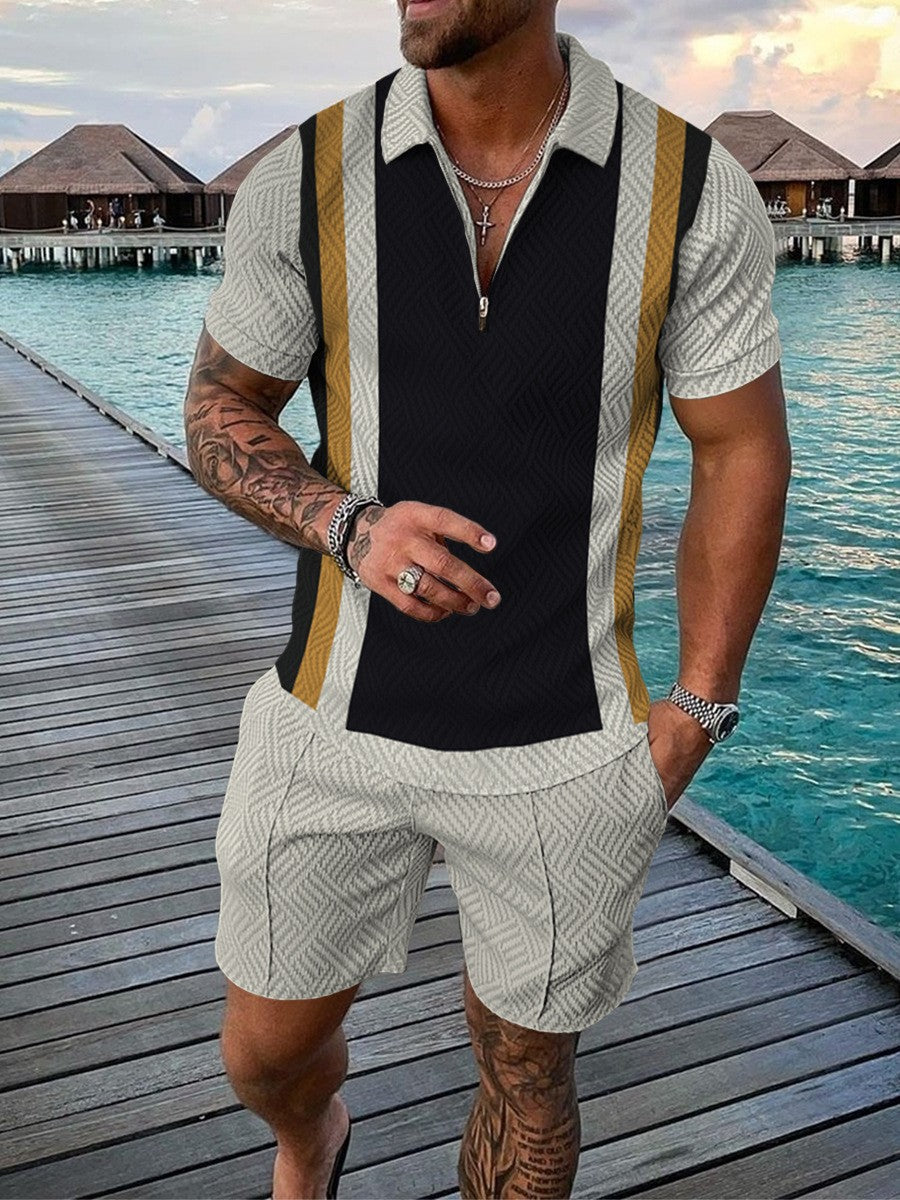 U.A. T-shirt and Casual Polo Shorts Set (One Set)