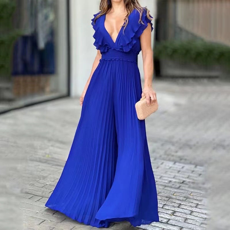 2023 Summer New V-Neck Ruffled Dress for Women