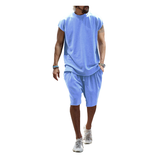 Trendy Terry Summer Half-Sleeve Casual Sports Suit