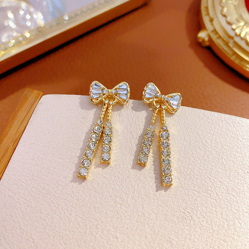 Evarisluxe Crystal Drop Tassel Earrings