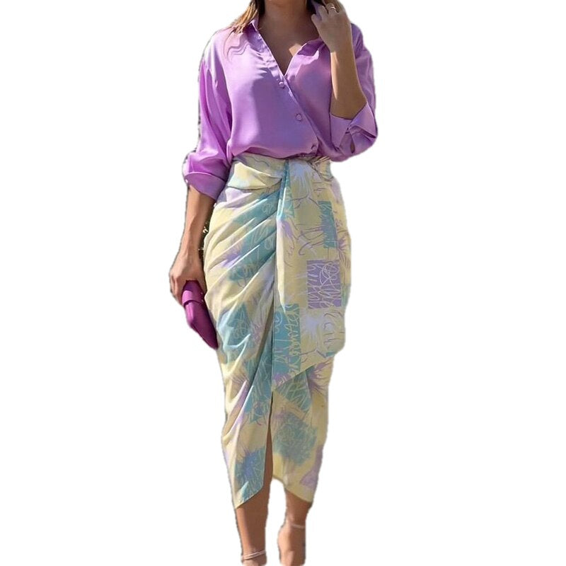 2023 Spring/Summer Women's Outfit: Shirt & Skirt Set