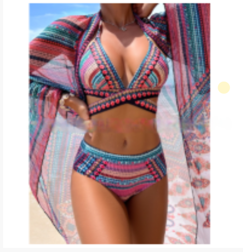 2023 New Sexy Three-Piece Bikini Set with Shawl