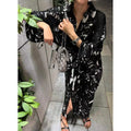 Spring Blooming Print Mid-Length Puff Sleeve Dress