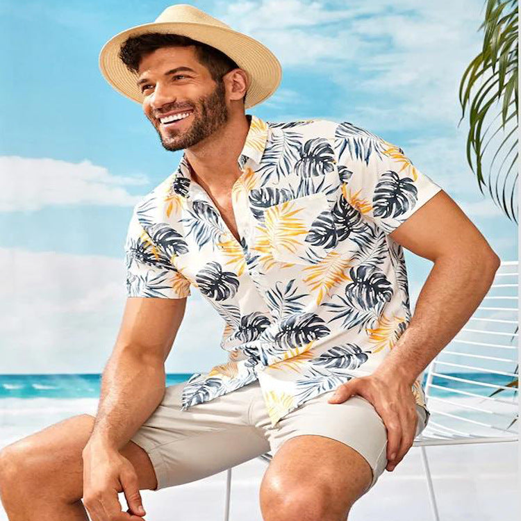 Summer Men's Casual Floral Short Sleeve Shirt