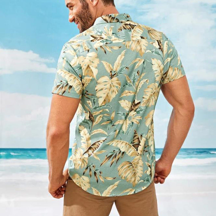 Summer Men's Casual Floral Short Sleeve Shirt