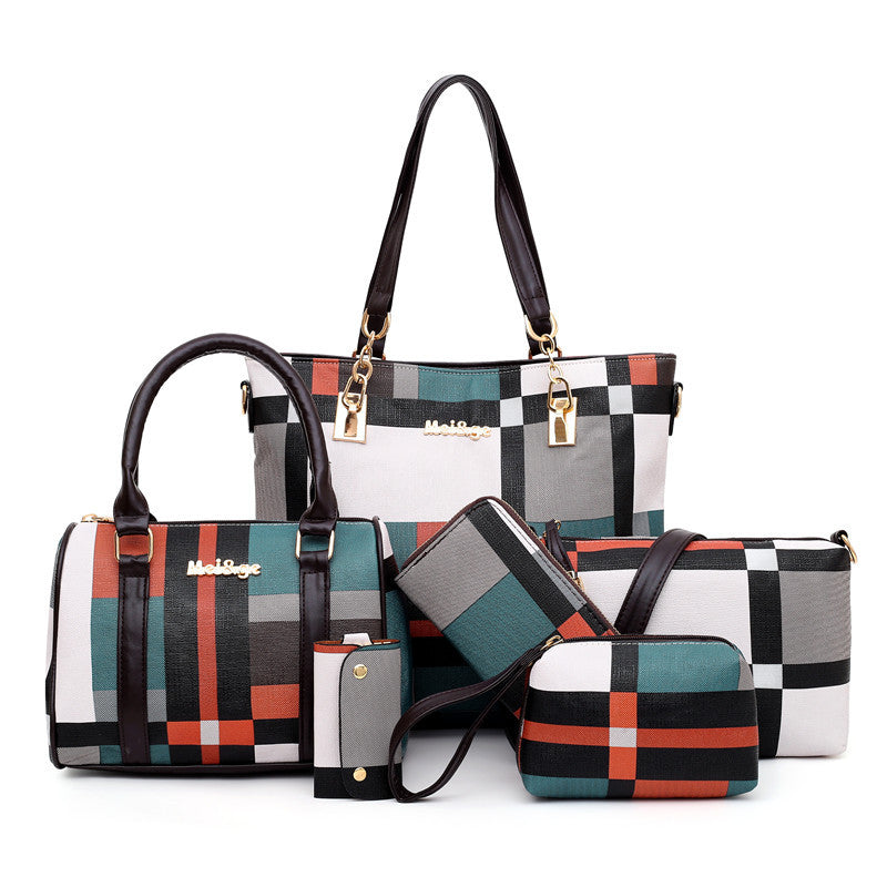 Autumn Winter British Check Pattern Six-Piece Bag Set