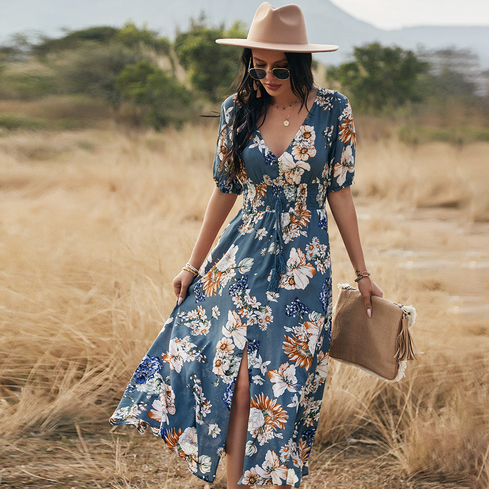 2023 Summer New Bohemian Print Dress for Women