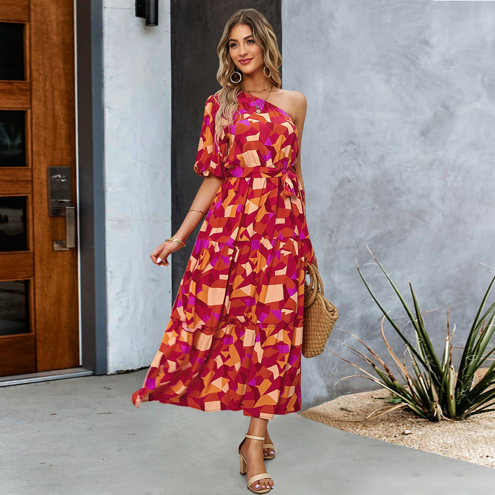 The Jardin Single-Shoulder Floral Maxi Dress | Evarisluxe
