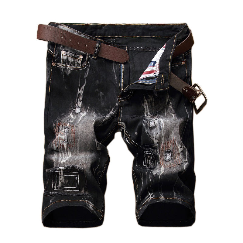 Retro Stretch Ripped Denim Pants for Men