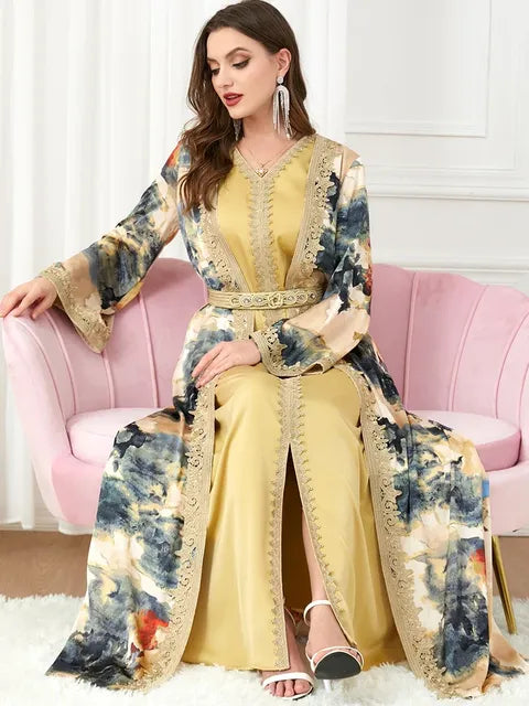 The Maroc Brodé Abaya Two-Piece Set | Evarisluxe