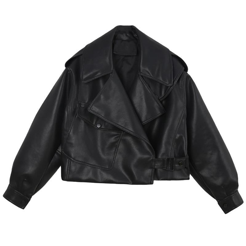 Spring 2021 Women's Loose Fit Korean Style Leather Jacket