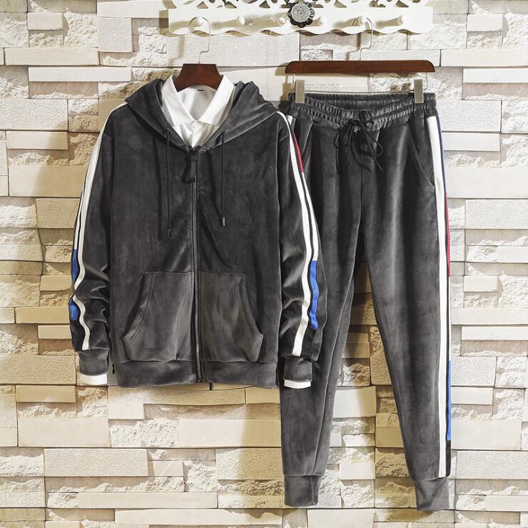 Men's Velvet Two-Piece Sports Suit Set