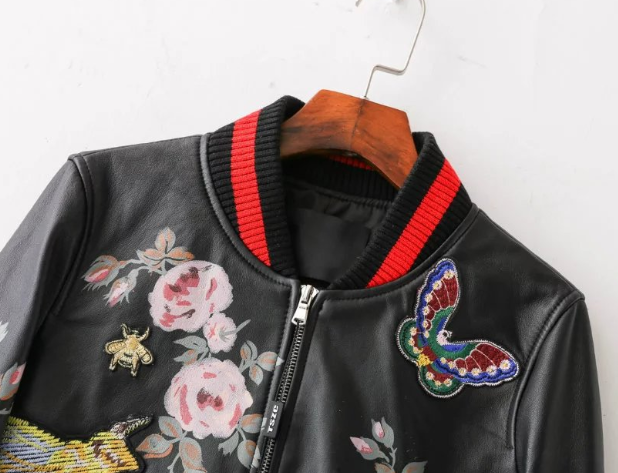 Fashion Biker Leather Jacket & Embroidered Baseball Coat