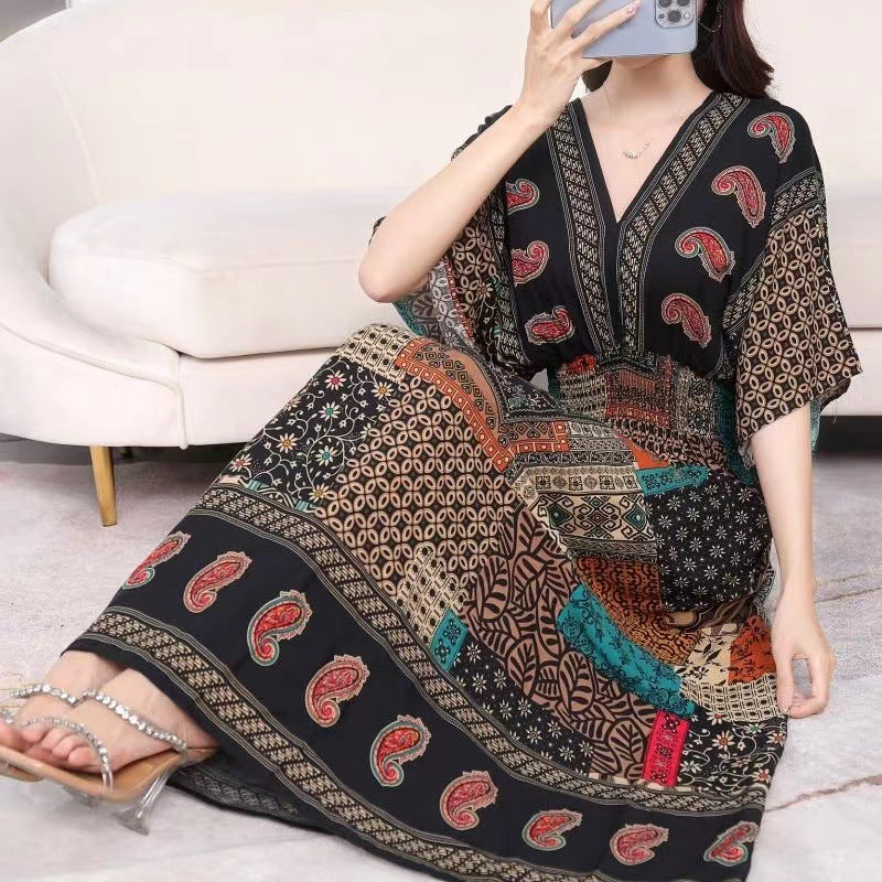 Southeast Asia Travel Floral Cotton Dress for Summer