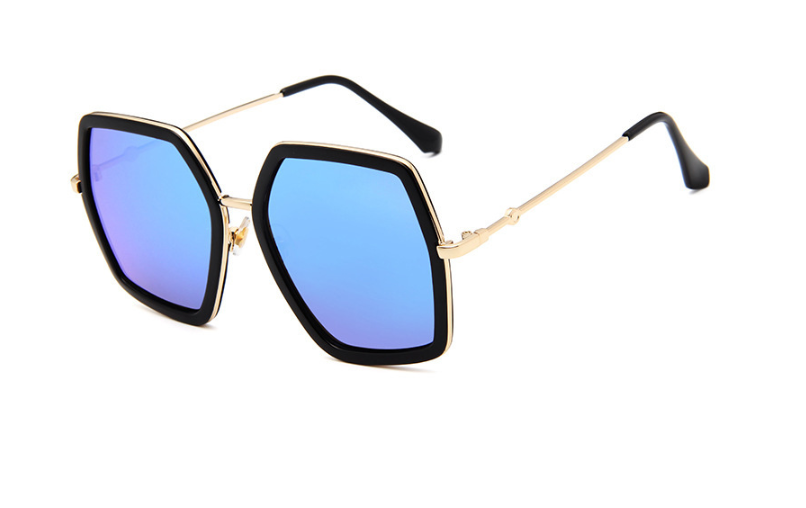 Colorful Polygon Sunglasses for Women with Bee Design
