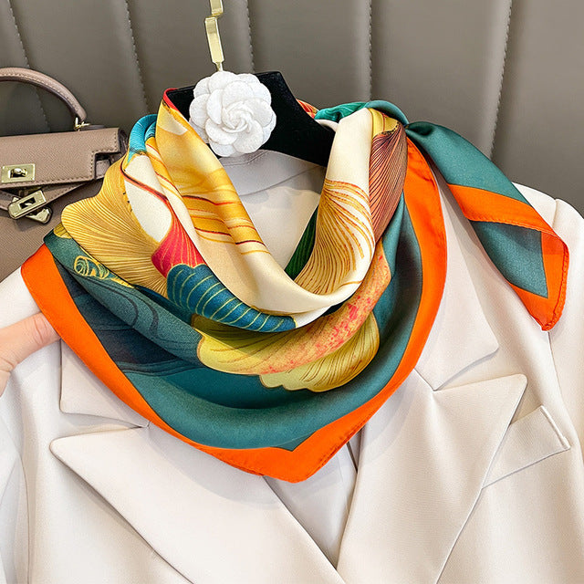 Evarisluxe Silk Satin Square Scarf