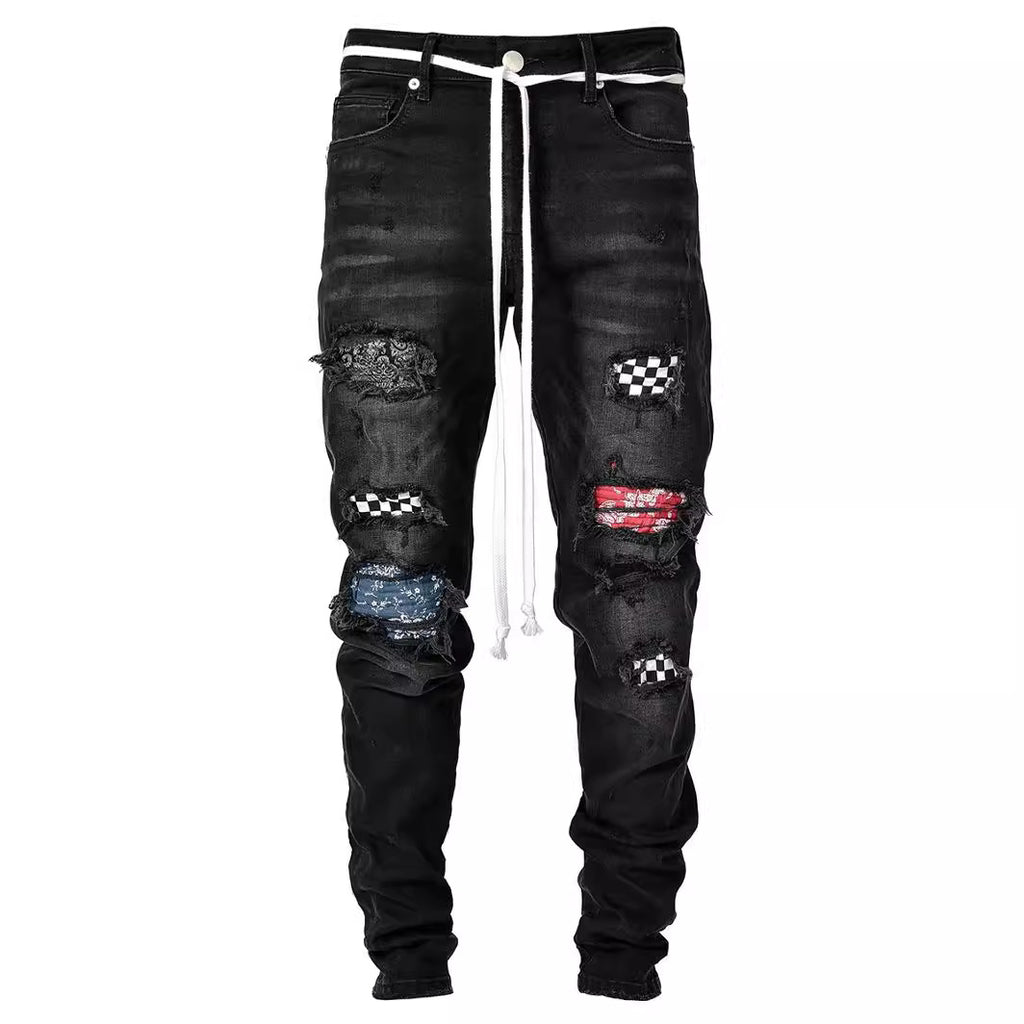 Slim-Fit Ripped Skirt Pants