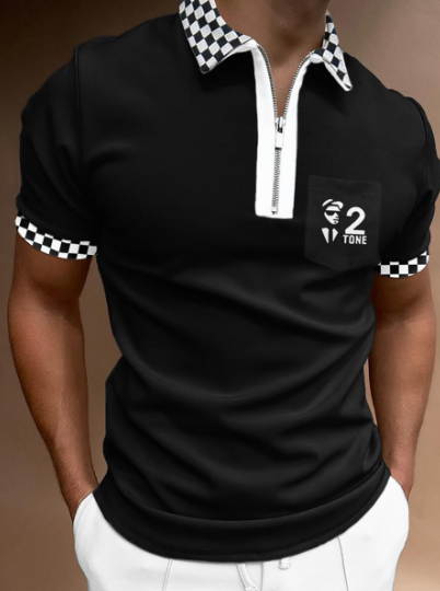 Men's Polo Shirt with National Stitching Color Print