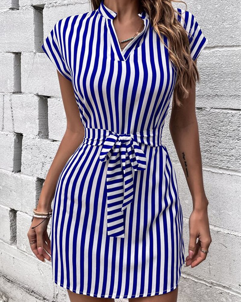 Sleeveless Striped Lace-up Dress for Women