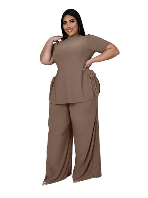V-Neck Two Piece Set for Women with Side Straps
