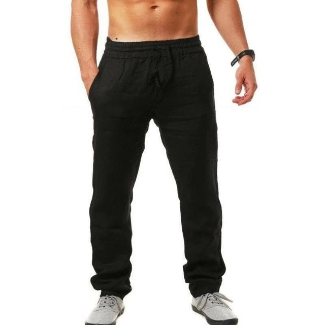 Men's Breathable Cotton Linen Casual Sports Pants