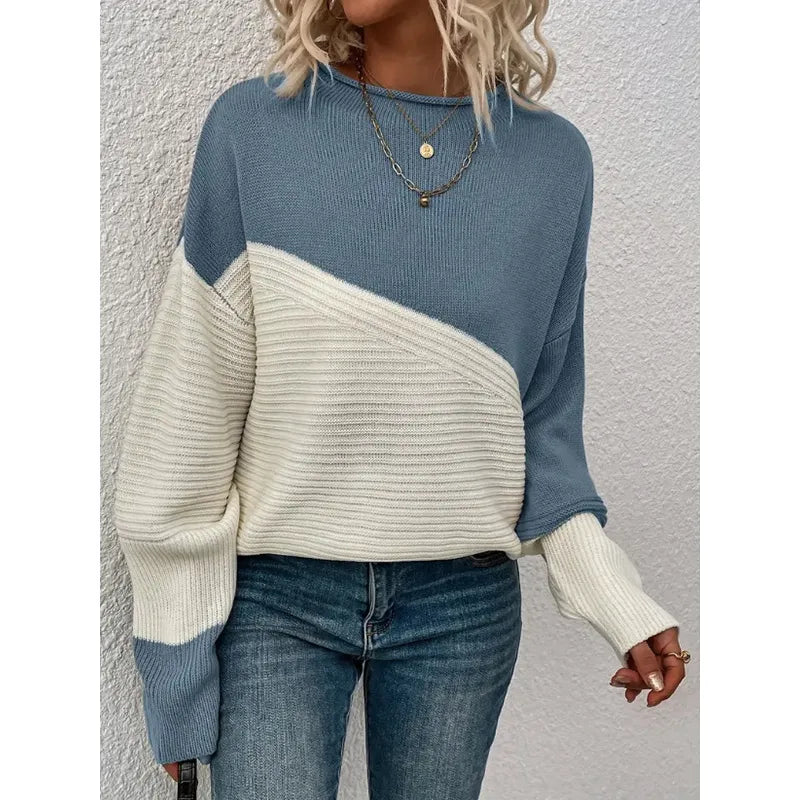Women's Colorblock Knitted Sweater Pullover