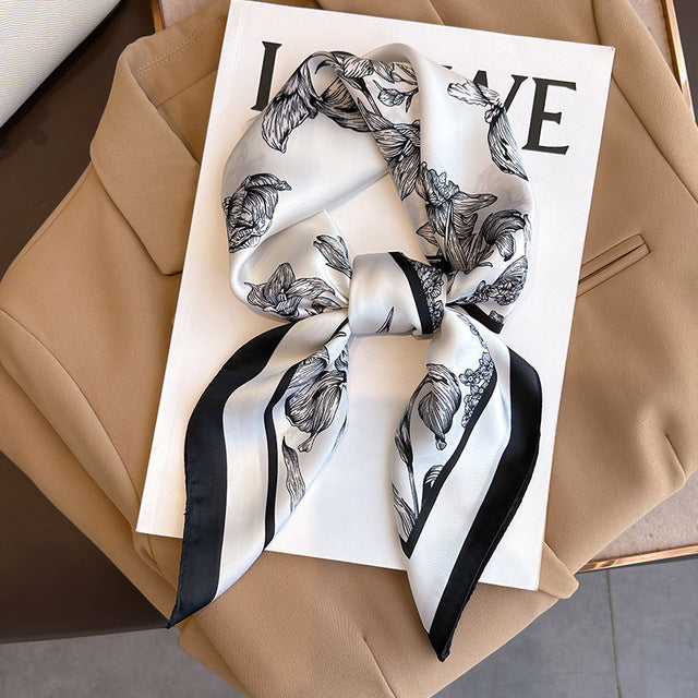 Evarisluxe Silk Satin Square Scarf