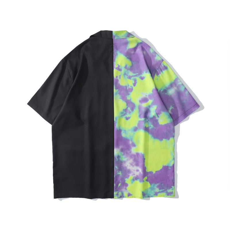 Hawaii Tie-Dye Short-Sleeved Flower Shirt for Men