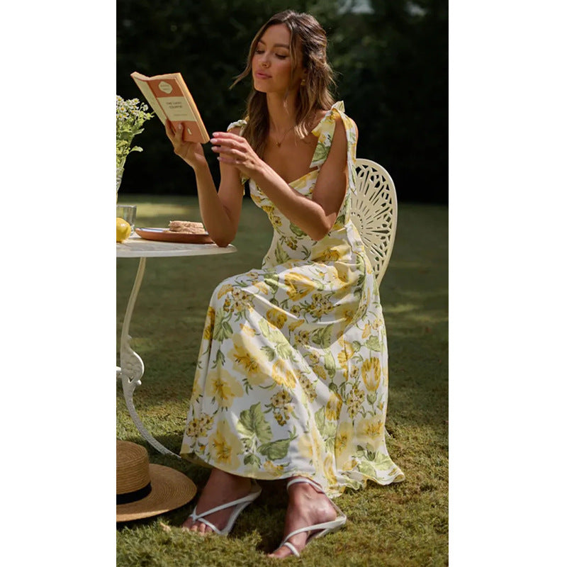 Fashionable Printed Tie Dress for Spring/Summer 2024