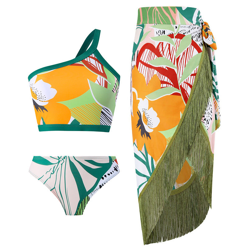 2023 Retro Three-Piece Swimsuit with Beach Skirt