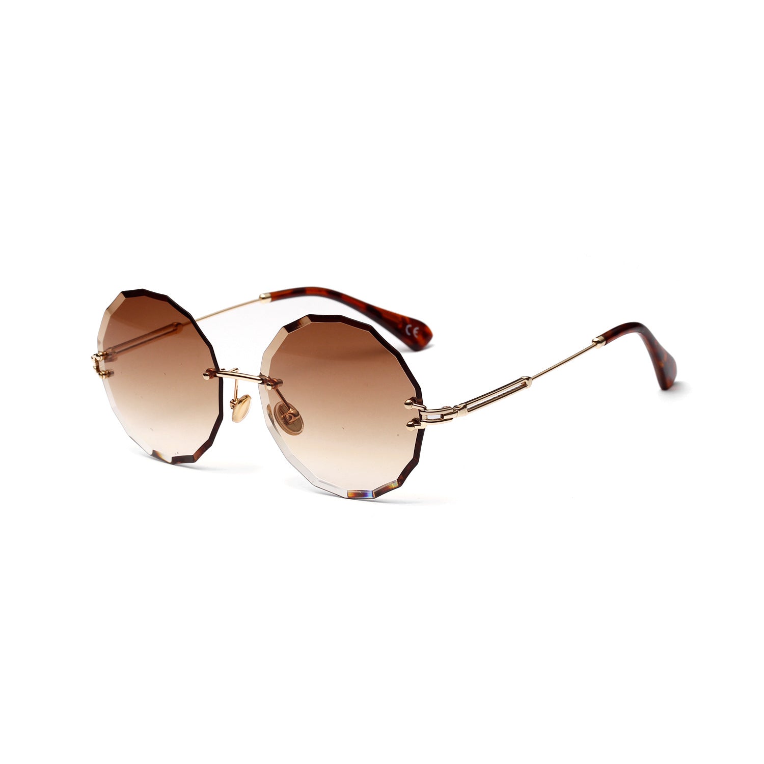 A18905 Vintage Round Diamond Cut Sunglasses for Women