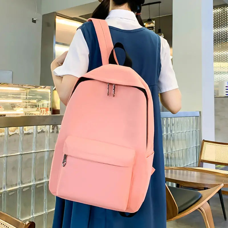 4-Piece Solid Color Backpack Set for Students