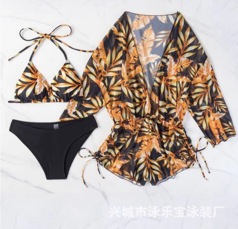 2023 Women's Long Sleeve Three-Piece Bikini Set