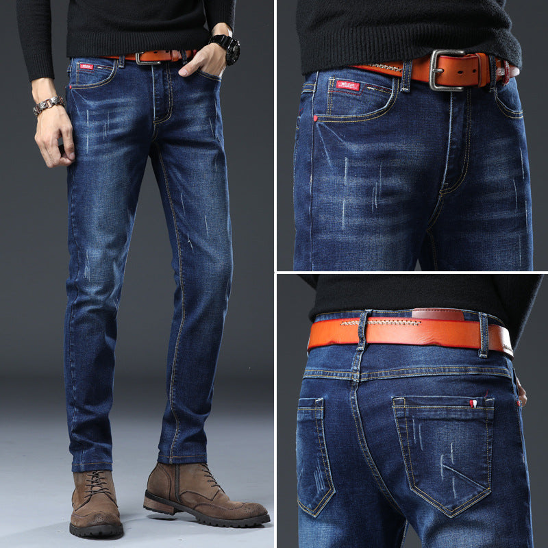 Men's Slim Fit Stretch Denim Pants - Fashionable Casual Wear