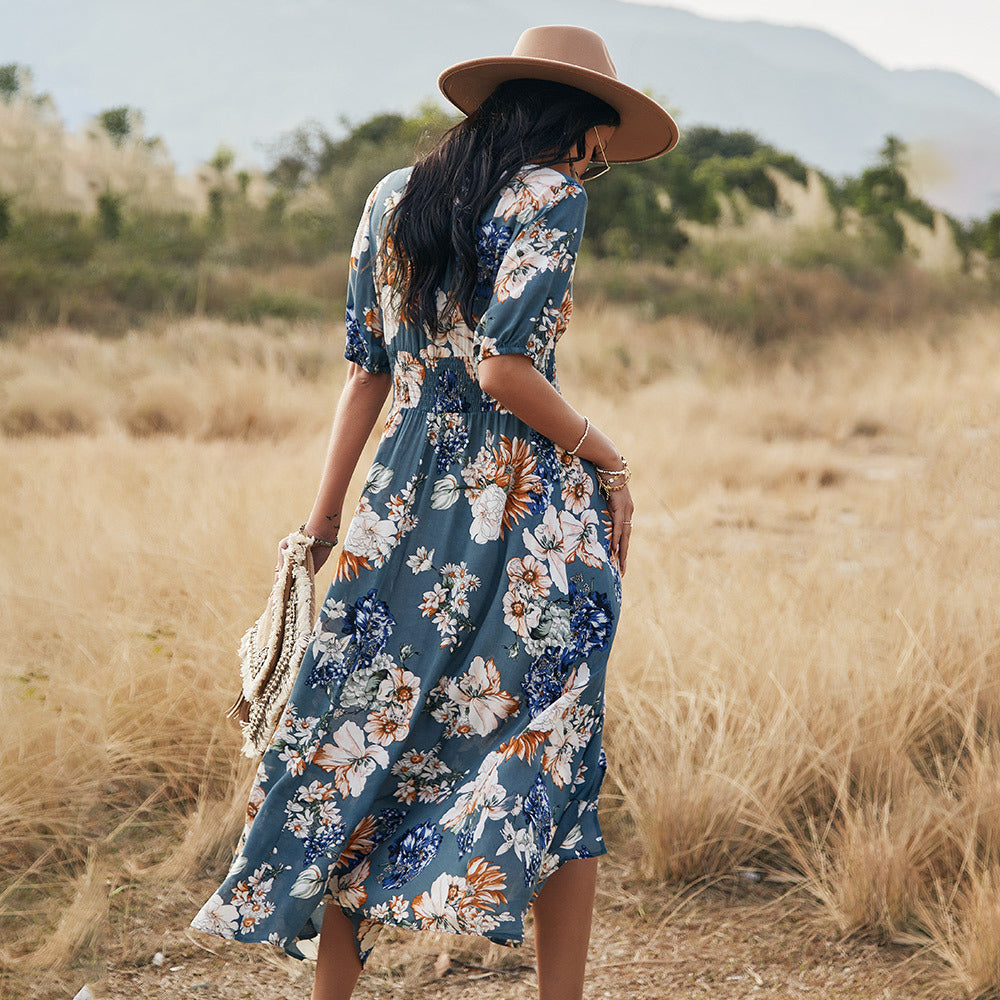 2023 Summer New Bohemian Print Dress for Women