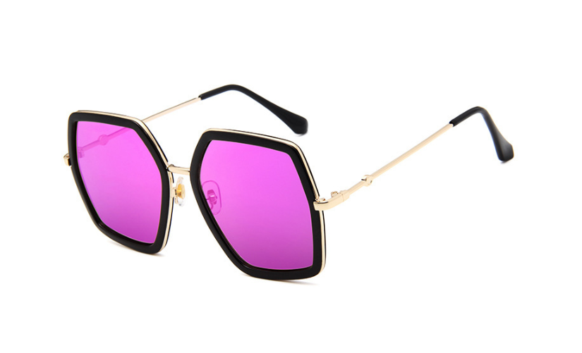 Colorful Polygon Sunglasses for Women with Bee Design