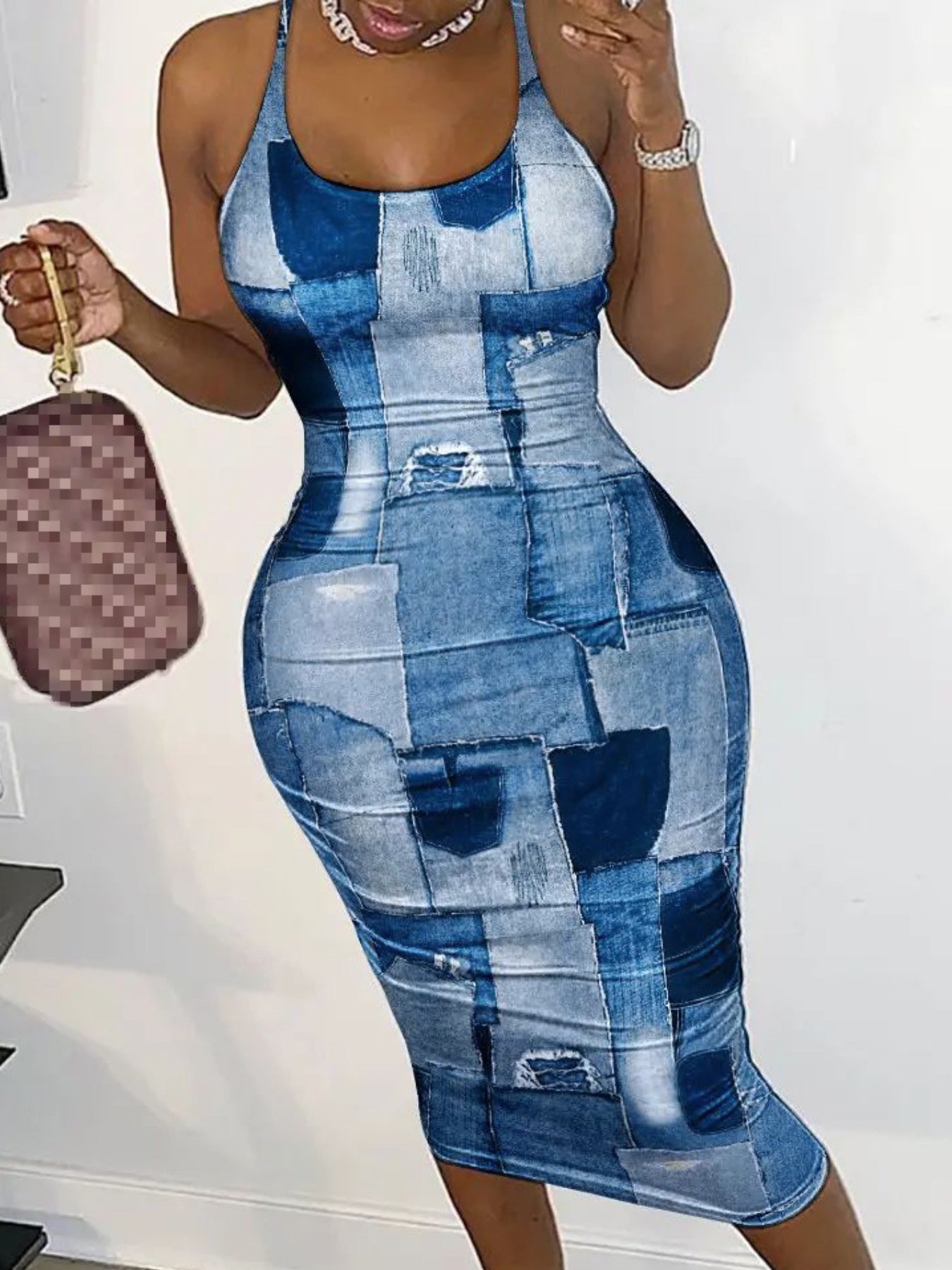 Comfortable Slim Fit Women's Multicolor Grid Dresses