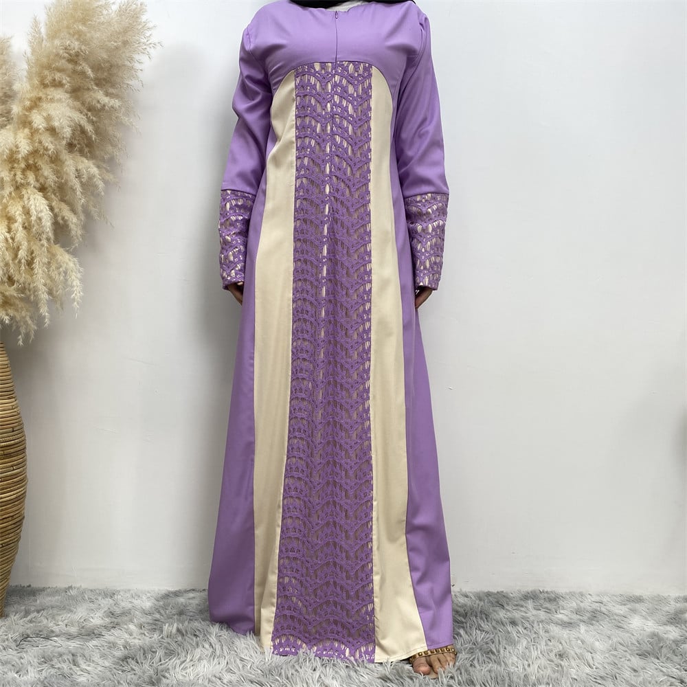 Lace Patchwork Long Sleeve Dress for Women