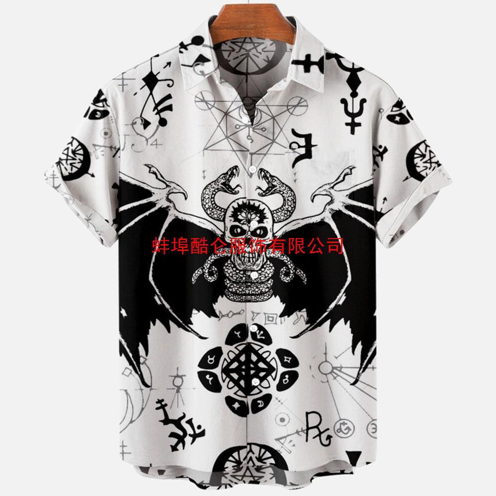 2022 Devil Horror 3D Printed Loose Hawaiian Shirt for Men