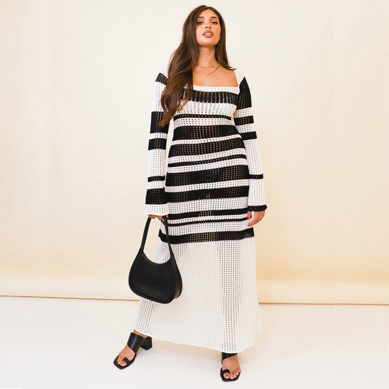 2023 Spring Autumn Sexy Long Dress with Hollow Design