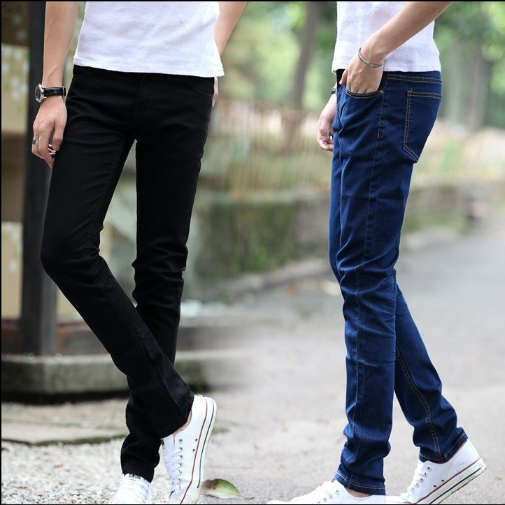 Men's Slim Fit Stretch Denim Pants Casual Black Trousers