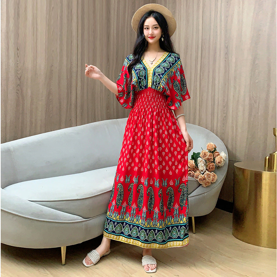 Southeast Asia Travel Floral Cotton Dress for Summer