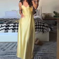Elegant Yellow Sleeveless Slim Long Dress
