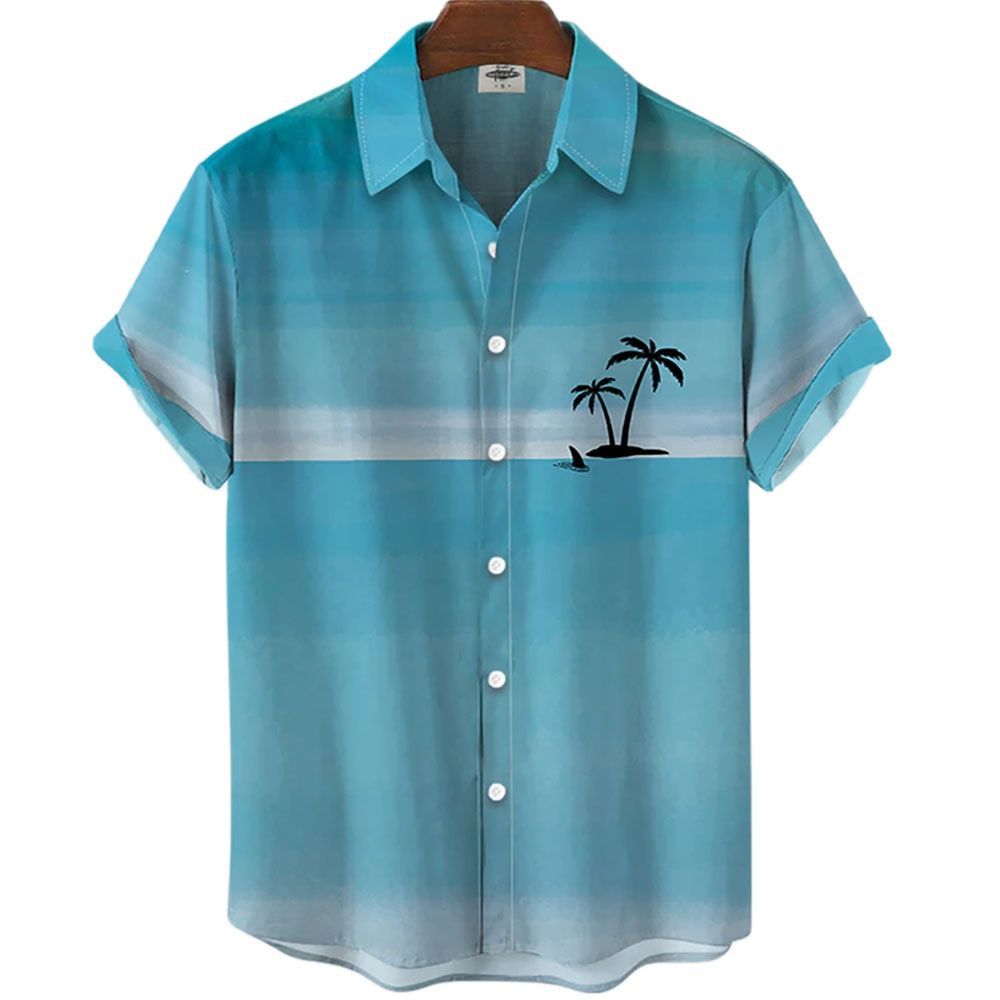 Hawaiian Men's Summer Shirt with 3D Sunflower Print