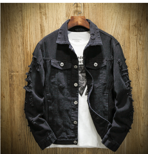 Stylish Pink Ripped Denim Jacket for Men