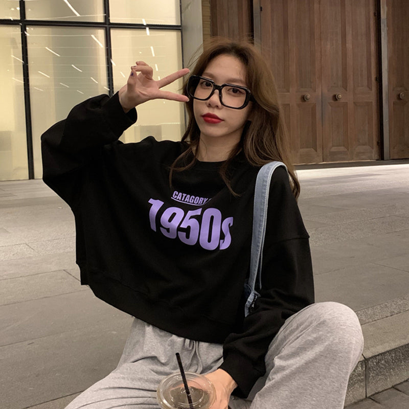 Loose Autumn Sweatshirt for Women - Long Sleeve Jacket
