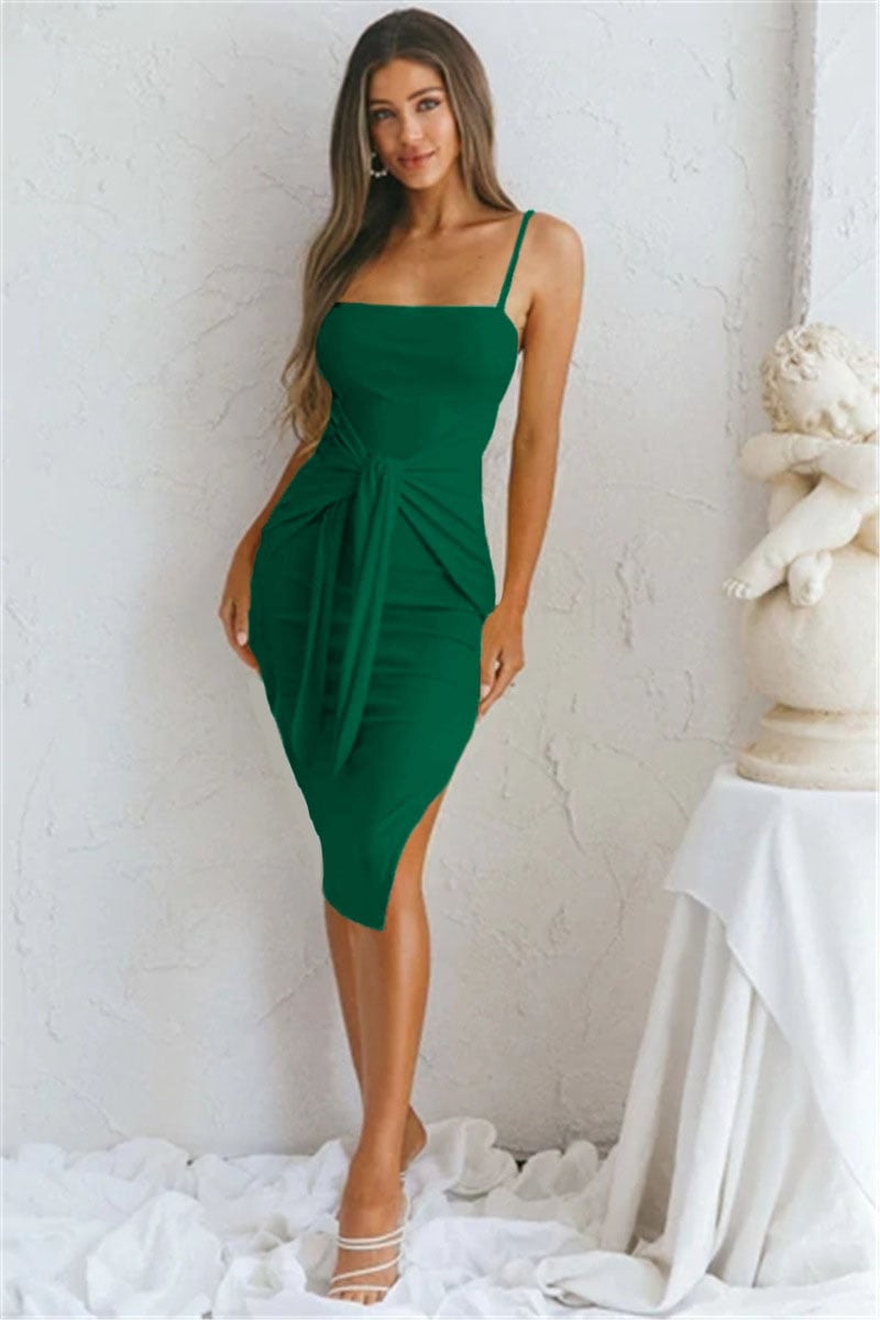 Evarisluxe Strap Slit Casual Tight Dress